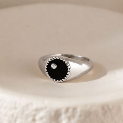 Modern Black Signet Ring