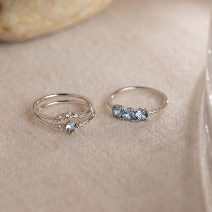 Tranquil Aquamarine Stacking Ring Set: Embrace Ocean-Inspired Serenity