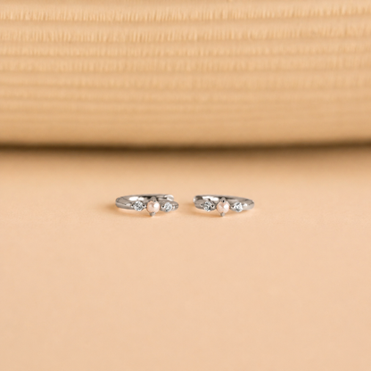 Pearl Diamond Huggies
