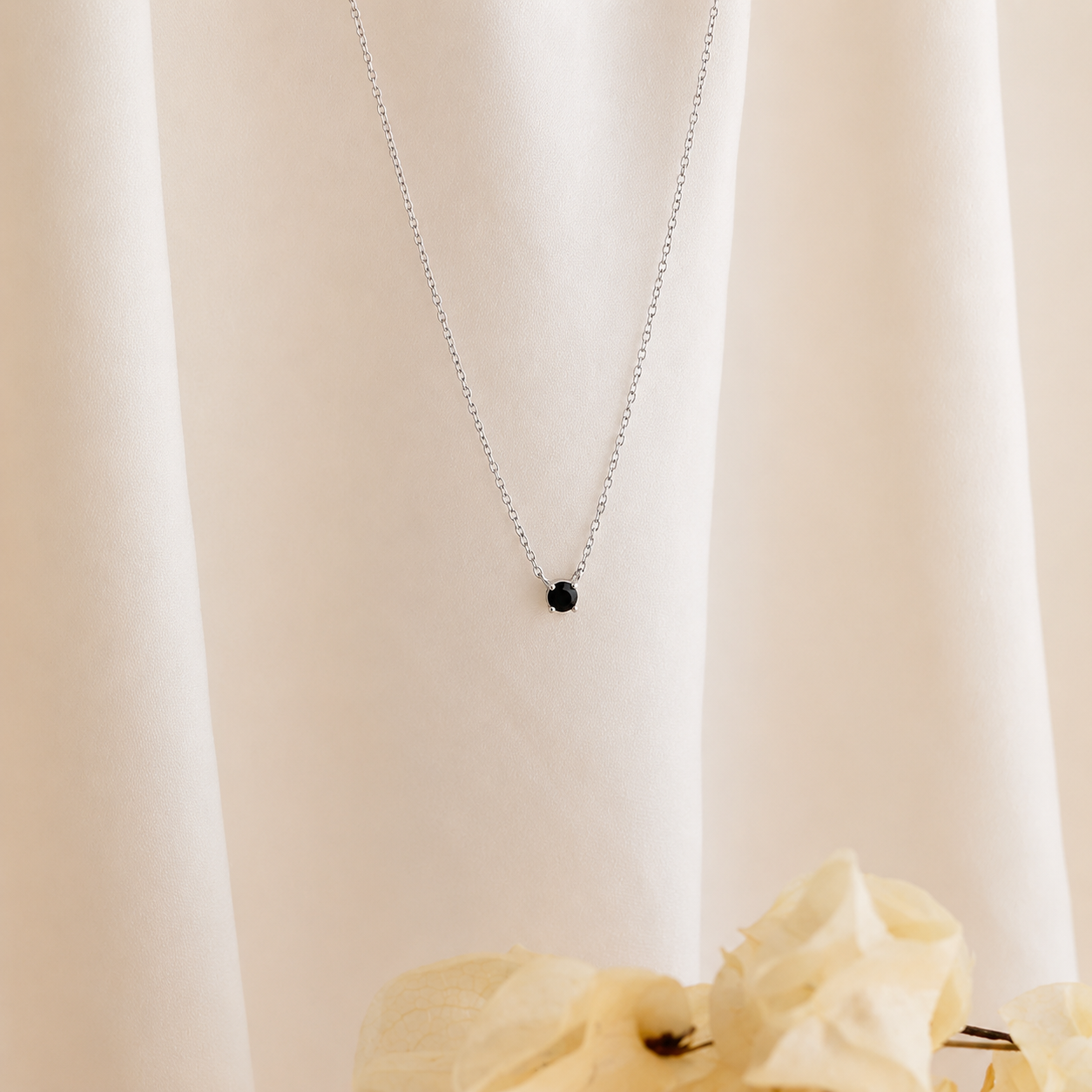 Onyx Dainty Diamond Necklace