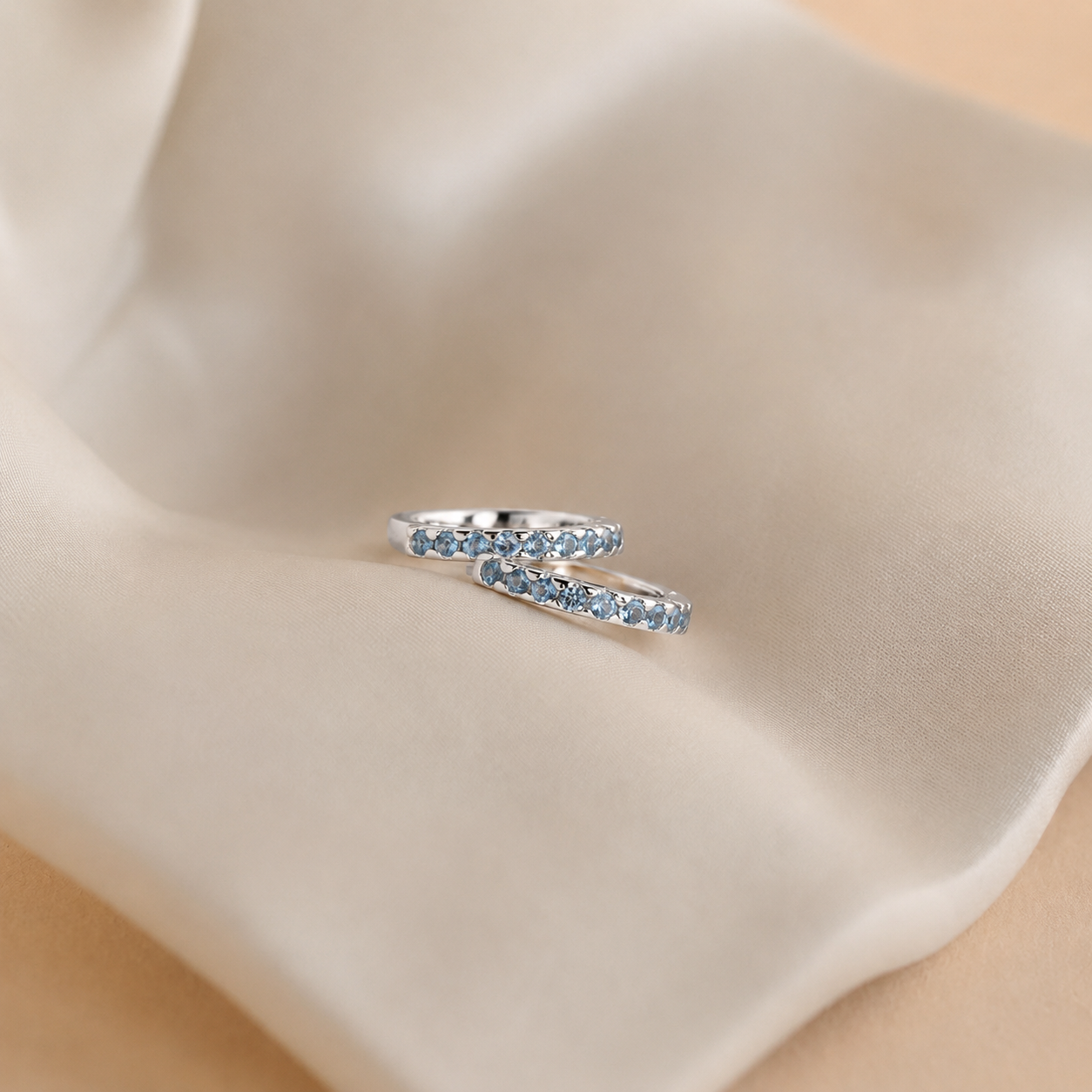 Ocean Breeze: Aquamarine Pave Huggie Earrings