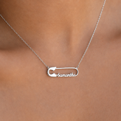Safety Pin Name Necklace