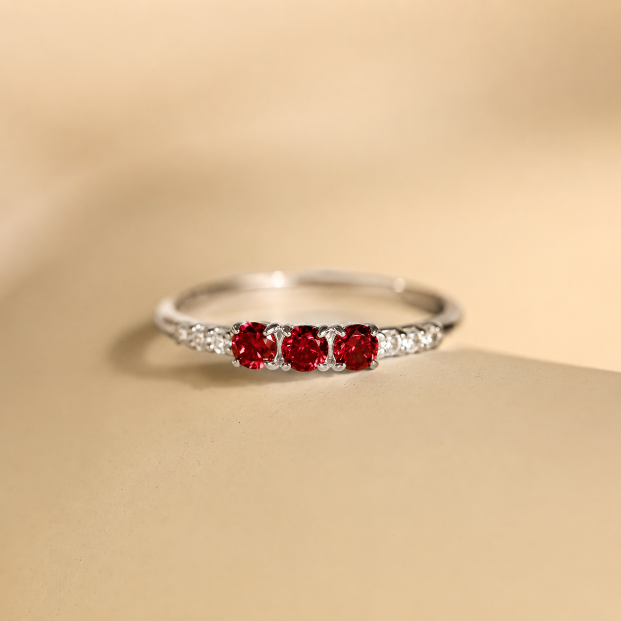 The Pave Triple Birthstone Eternity Ring