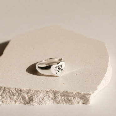 Traditional Initial Heart Signet Ring