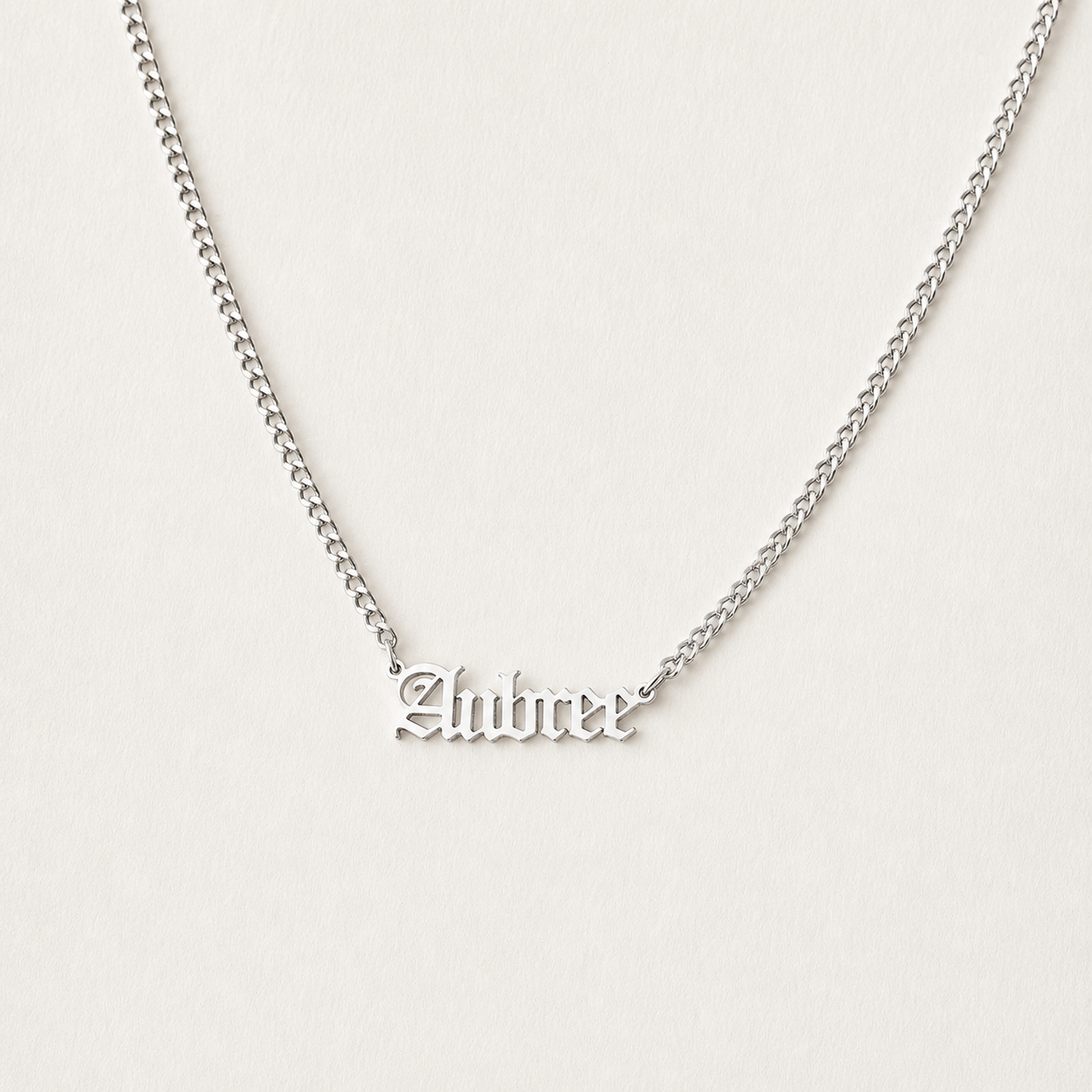 Old English Name Necklace in Curb Chain
