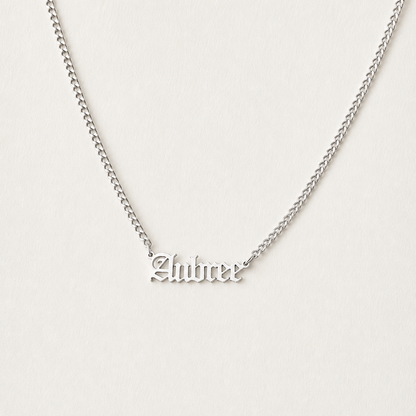 Old English Name Necklace in Curb Chain