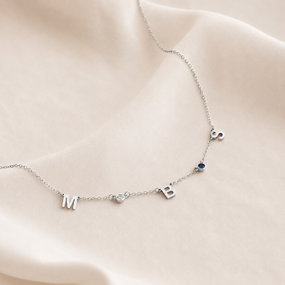 Personalized Birthstone Letter Necklace