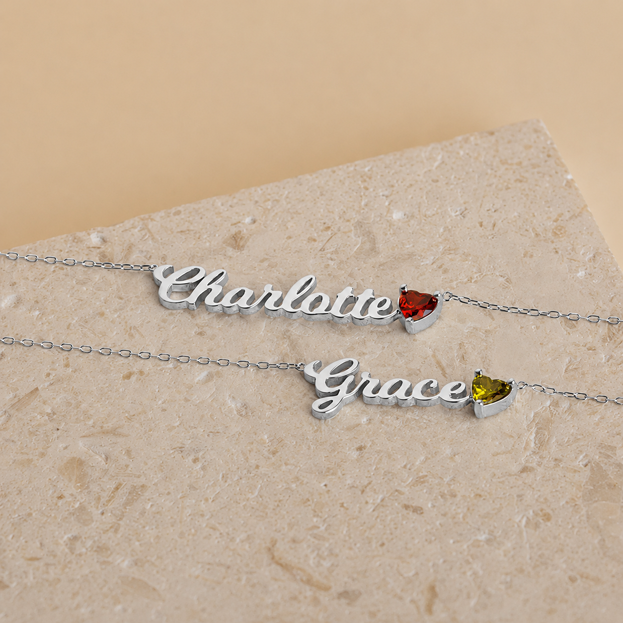 Mellow Name Heart Birthstone Necklace