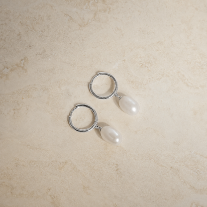 Maggie Pearl Drop Hoops