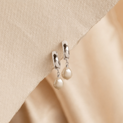 Pearl Drop Hoops