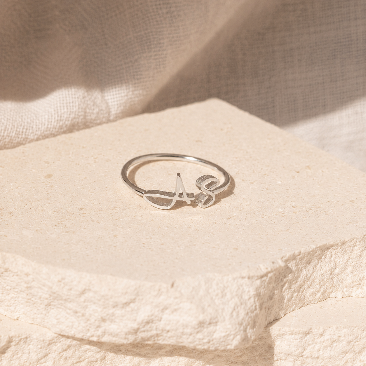 Hallie Duo Initial Ring