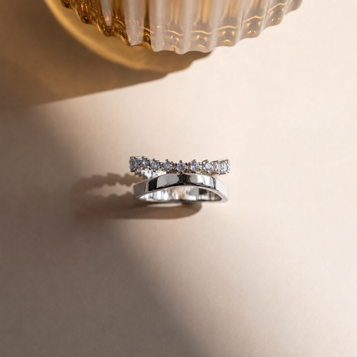 Wave Diamond Duo Ring
