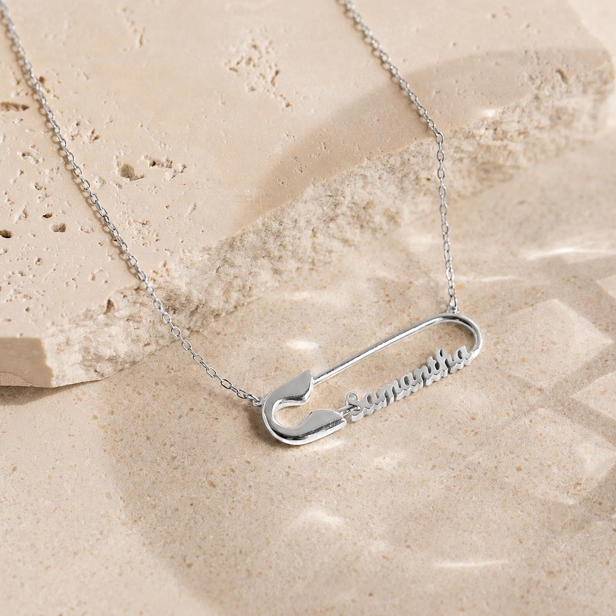 Safety Pin Name Necklace