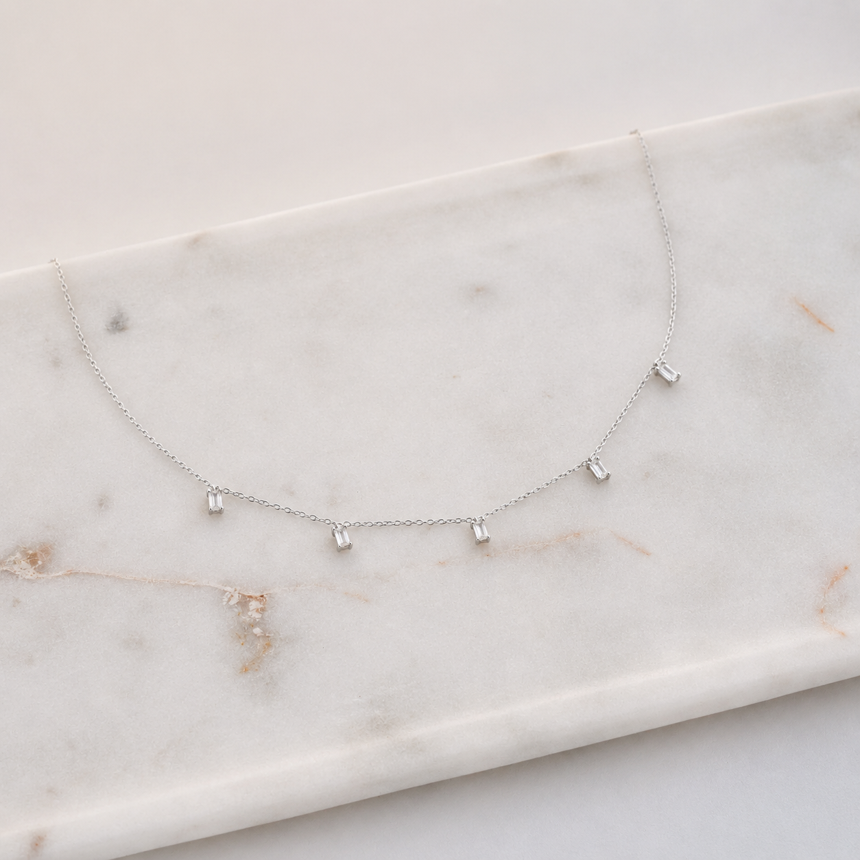 Baguette Station Necklace
