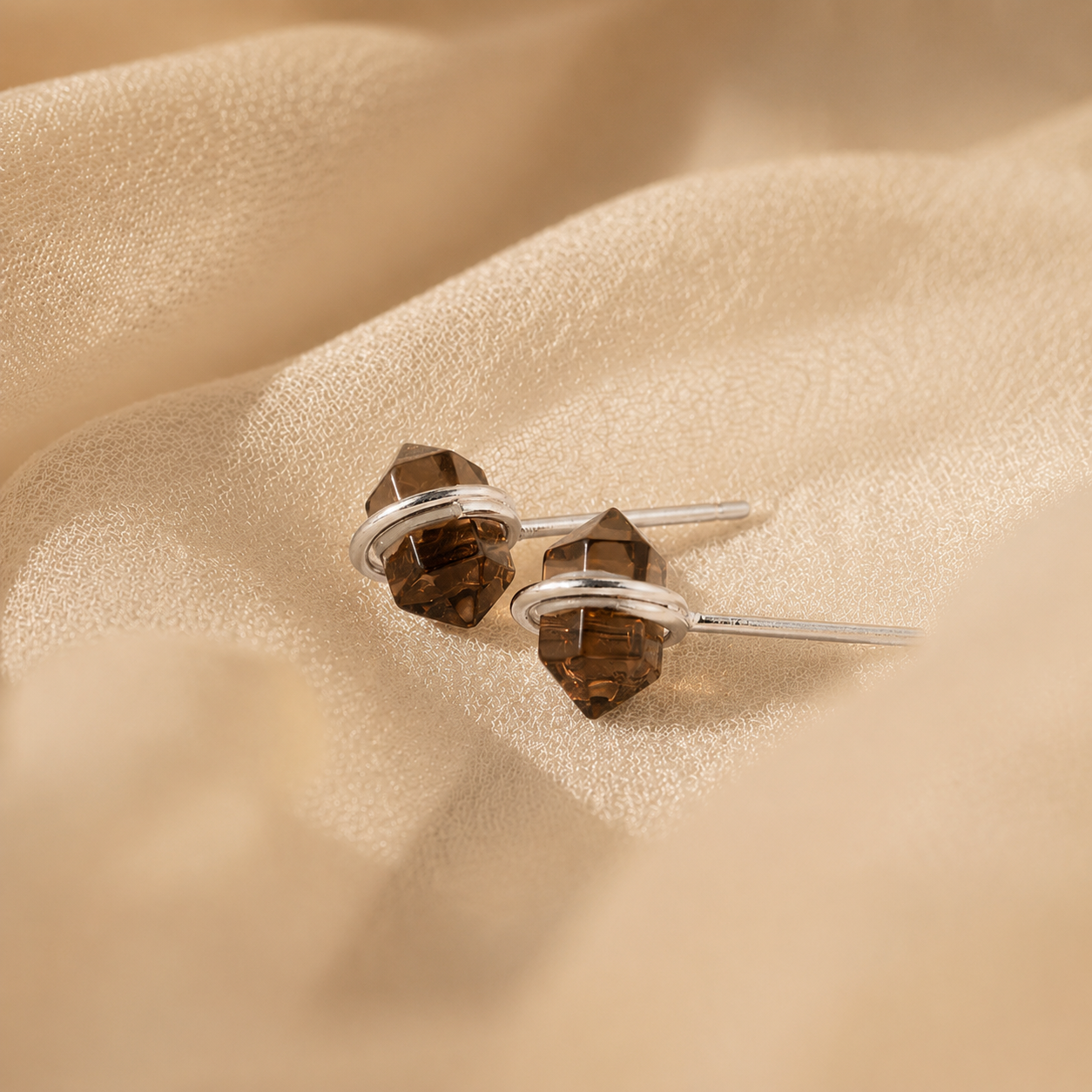Herkimer Smoky Quartz Studs