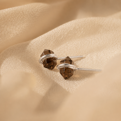 Herkimer Smoky Quartz Studs