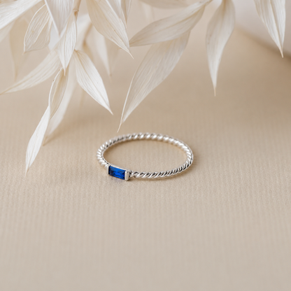 Twist Baguette Birthstone Ring