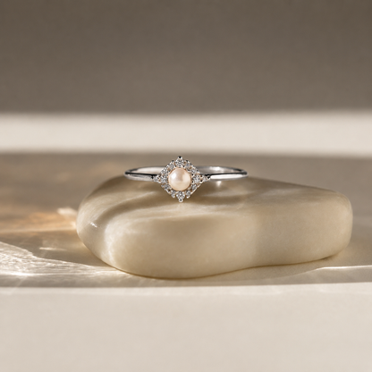 Vintage Pave Pearl Ring