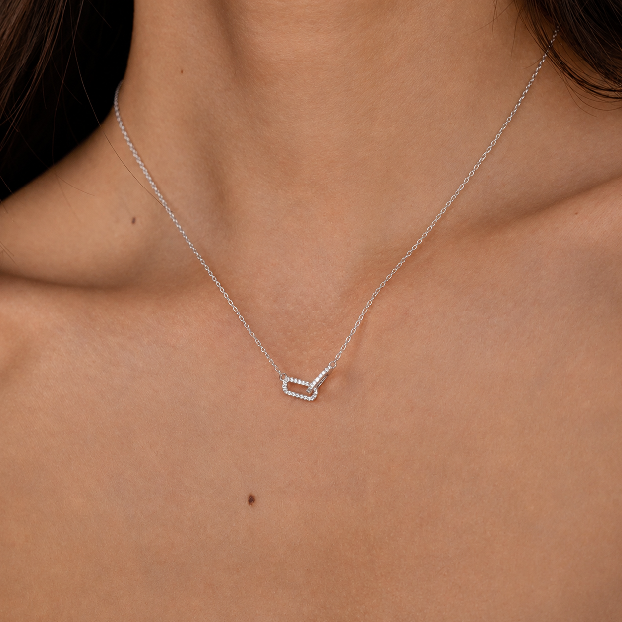 Pave Linked Pendant Necklace