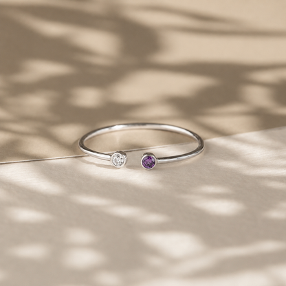 Tiny Dual Birthstone Ring