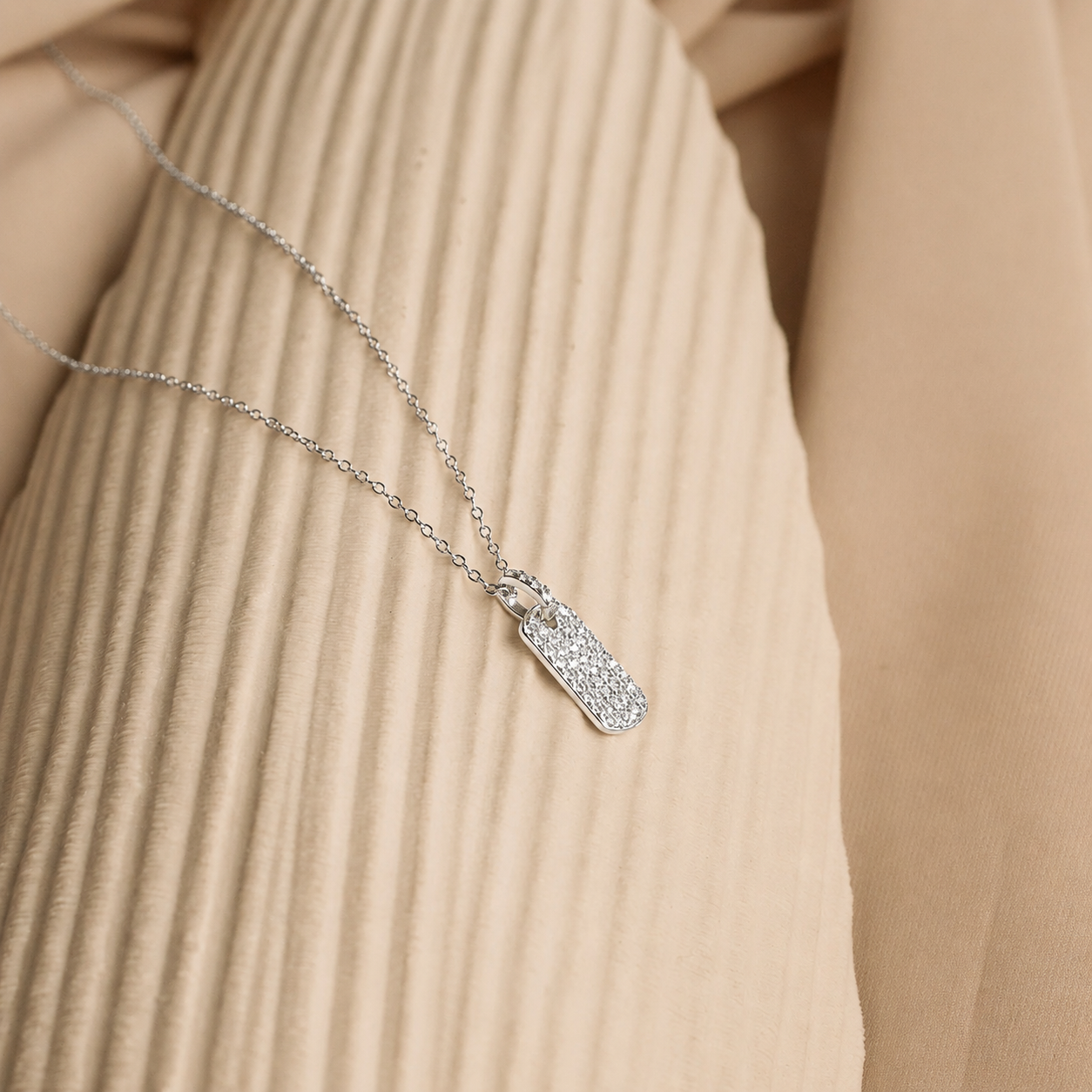 Pave Tag Charm Necklace