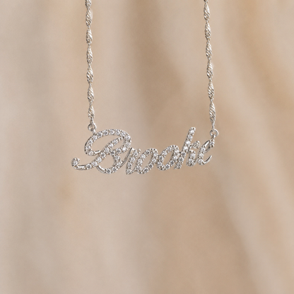 Elegant Pave Name Necklace