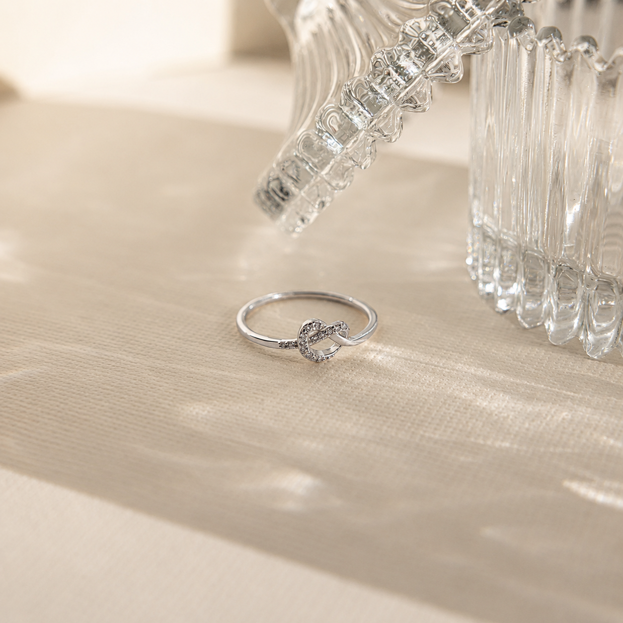 Eternal Love: Diamond Heart Knot Ring