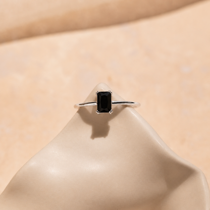 Black Onyx Emerald Ring