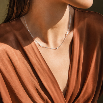 Dainty Pearl Station Necklace