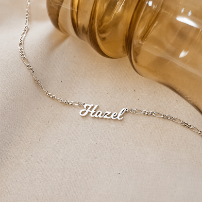 Mellow Name Necklace in Figaro Chain